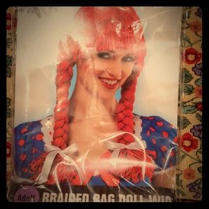 Braided Rag Doll Wig for Adults, Red Yarn